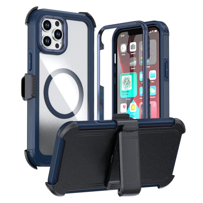 Funda magnética acrílica de cobertura total para teléfono con clip trasero, For iPhone 14 / 13, For iPhone 14 Pro, For iPhone 14 Pro Max, For iPhone 13 Pro Max, For iPhone 13 Pro, For iPhone 12 / 12 Pro, For iPhone 12 Pro Max