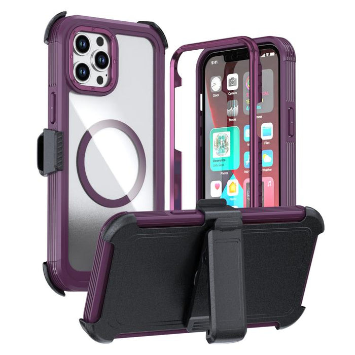 Funda magnética acrílica de cobertura total para teléfono con clip trasero, For iPhone 14 / 13, For iPhone 14 Pro, For iPhone 14 Pro Max, For iPhone 13 Pro Max, For iPhone 13 Pro, For iPhone 12 / 12 Pro, For iPhone 12 Pro Max