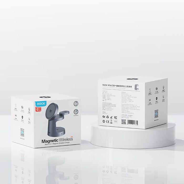 Cargador inalámbrico magnético 3 en 1 ROCK W56 con Qi2.2 de 25 W, W56