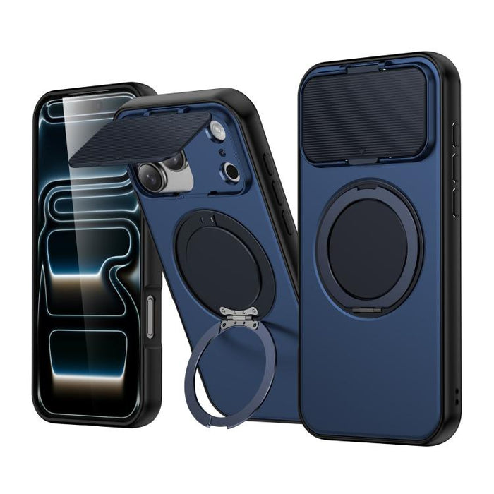 Funda híbrida para teléfono ShellGod con soporte giratorio magnético y protector de lente de PC y TPU., For iPhone 17 Pro Max, For iPhone 17 Pro