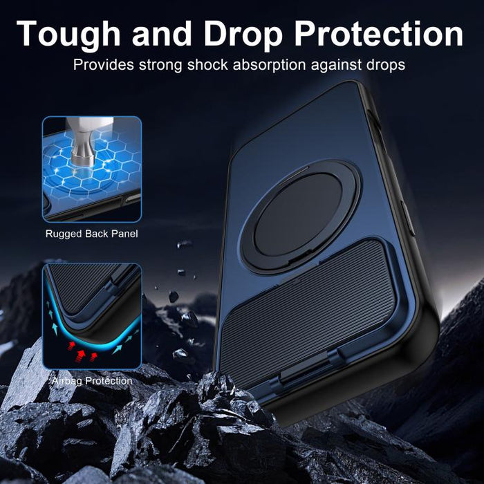 Funda híbrida para teléfono ShellGod con soporte giratorio magnético y protector de lente de PC y TPU., For iPhone 17 Pro Max, For iPhone 17 Pro