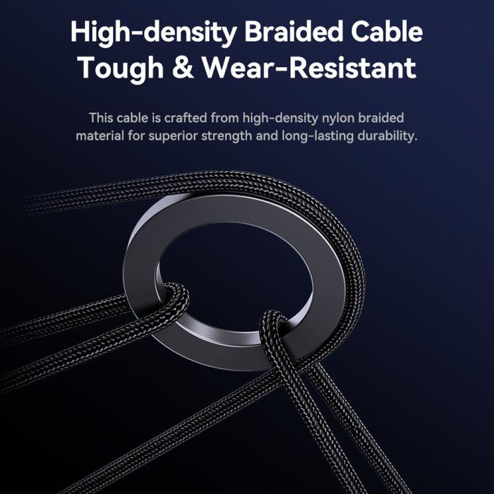 Cable de carga trenzado metálico ROCK RCB0790 de 1,2 m, 3 en 1, USB a 8 pines + Tipo-C + Micro USB., RCB0790