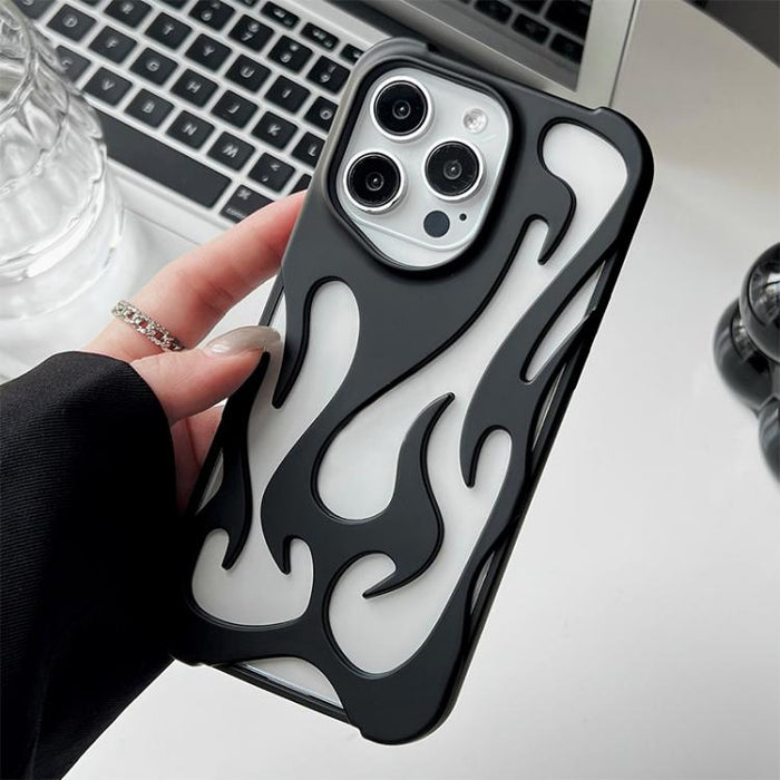Funda para teléfono de TPU esmerilado con revestimiento de pulverización de enfriamiento Flame Hollow, For iPhone 17 Pro Max, For iPhone 17 Pro, For iPhone 17, For iPhone Air, For iPhone 16 Pro Max, For iPhone 16 Pro, For iPhone 16 Plus, For iPhone 16 ...