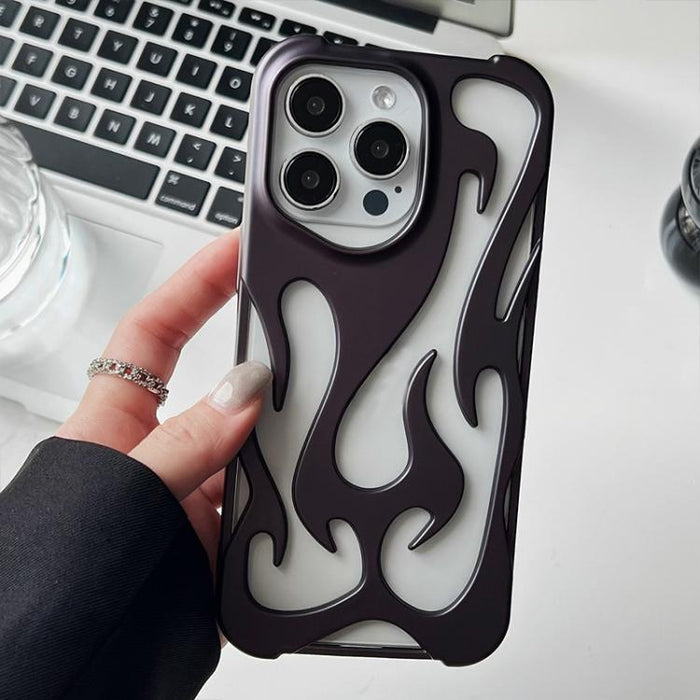Funda para teléfono de TPU esmerilado con revestimiento de pulverización de enfriamiento Flame Hollow, For iPhone 17 Pro Max, For iPhone 17 Pro, For iPhone 17, For iPhone Air, For iPhone 16 Pro Max, For iPhone 16 Pro, For iPhone 16 Plus, For iPhone 16 ...