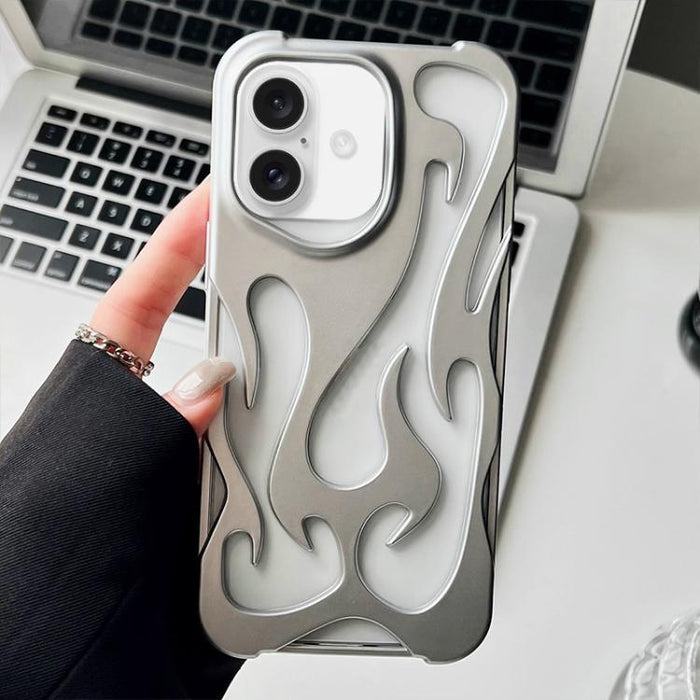 Funda para teléfono de TPU esmerilado con revestimiento de pulverización de enfriamiento Flame Hollow, For iPhone 17 Pro Max, For iPhone 17 Pro, For iPhone 17, For iPhone Air, For iPhone 16 Pro Max, For iPhone 16 Pro, For iPhone 16 Plus, For iPhone 16 ...