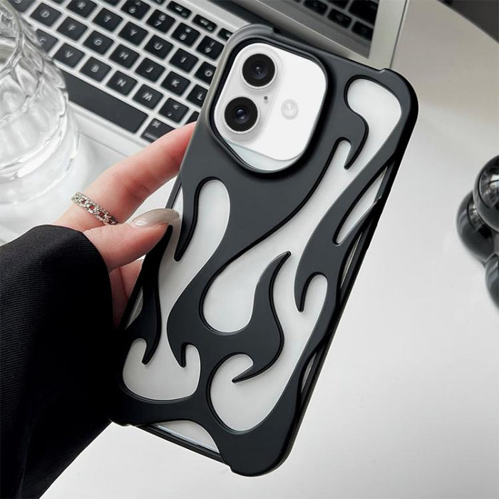 Funda para teléfono de TPU esmerilado con revestimiento de pulverización de enfriamiento Flame Hollow, For iPhone 17 Pro Max, For iPhone 17 Pro, For iPhone 17, For iPhone Air, For iPhone 16 Pro Max, For iPhone 16 Pro, For iPhone 16 Plus, For iPhone 16 ...