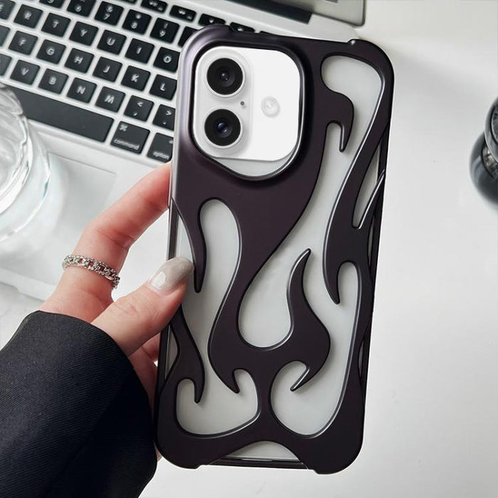 Funda para teléfono de TPU esmerilado con revestimiento de pulverización de enfriamiento Flame Hollow, For iPhone 17 Pro Max, For iPhone 17 Pro, For iPhone 17, For iPhone Air, For iPhone 16 Pro Max, For iPhone 16 Pro, For iPhone 16 Plus, For iPhone 16 ...