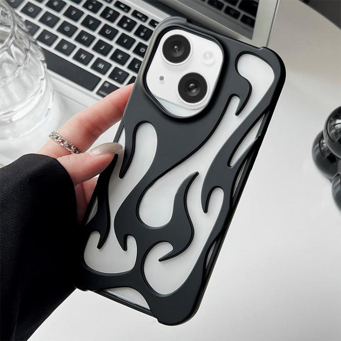 Funda para teléfono de TPU esmerilado con revestimiento de pulverización de enfriamiento Flame Hollow, For iPhone 17 Pro Max, For iPhone 17 Pro, For iPhone 17, For iPhone Air, For iPhone 16 Pro Max, For iPhone 16 Pro, For iPhone 16 Plus, For iPhone 16 ...