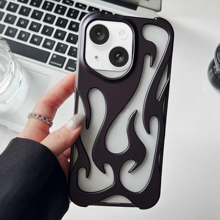 Funda para teléfono de TPU esmerilado con revestimiento de pulverización de enfriamiento Flame Hollow, For iPhone 17 Pro Max, For iPhone 17 Pro, For iPhone 17, For iPhone Air, For iPhone 16 Pro Max, For iPhone 16 Pro, For iPhone 16 Plus, For iPhone 16 ...