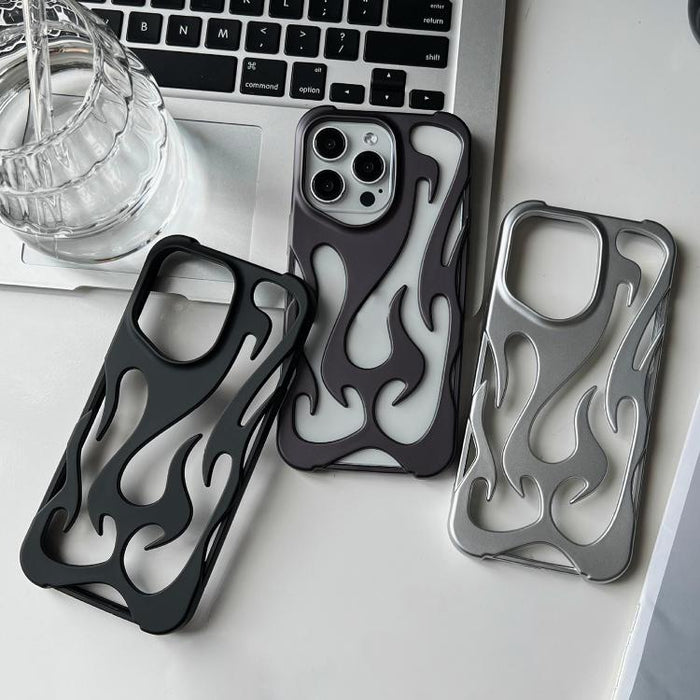 Funda para teléfono de TPU esmerilado con revestimiento de pulverización de enfriamiento Flame Hollow, For iPhone 17 Pro Max, For iPhone 17 Pro, For iPhone 17, For iPhone Air, For iPhone 16 Pro Max, For iPhone 16 Pro, For iPhone 16 Plus, For iPhone 16 ...