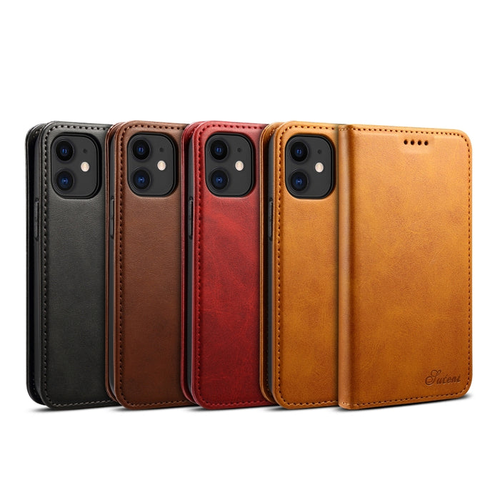 Estuche de cuero con tapa horizontal y textura de becerro con soporte, ranuras para tarjetas y billetera