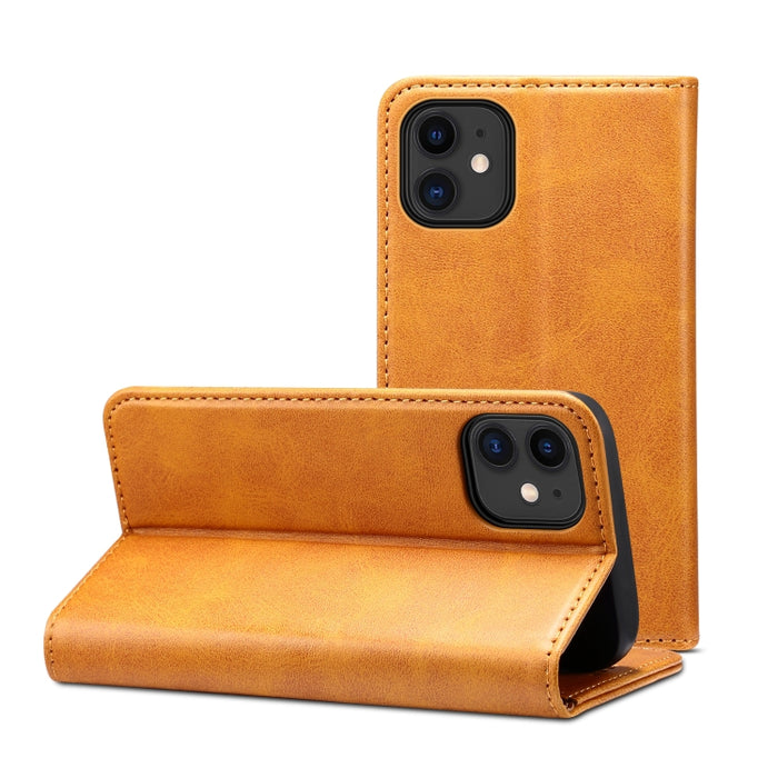 Estuche de cuero con tapa horizontal y textura de becerro con soporte, ranuras para tarjetas y billetera