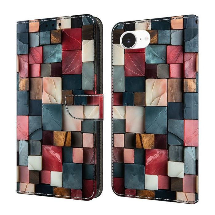 Funda para teléfono de cuero vegano pintado con efecto cristal, For iPhone 17e / 16e, For iPhone 17 Pro Max, For iPhone 17 Pro, For iPhone 17, For iPhone Air, For iPhone 16 Pro Max, For iPhone 16 Pro, For iPhone 16