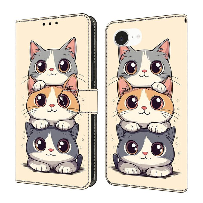 Funda para teléfono de cuero vegano pintado con efecto cristal, For iPhone 17e / 16e, For iPhone 17 Pro Max, For iPhone 17 Pro, For iPhone 17, For iPhone Air, For iPhone 16 Pro Max, For iPhone 16 Pro, For iPhone 16