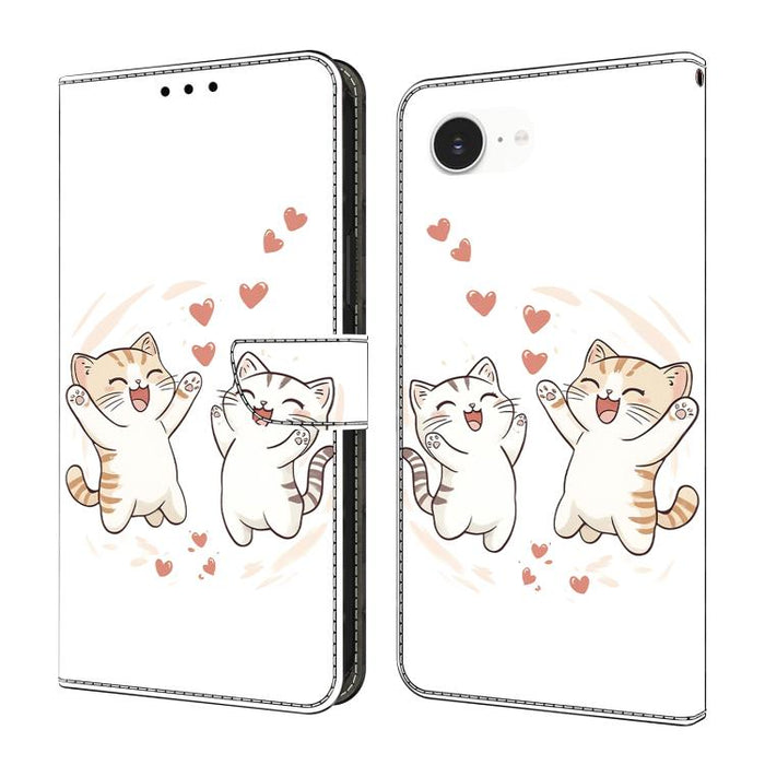 Funda para teléfono de cuero vegano pintado con efecto cristal, For iPhone 17e / 16e, For iPhone 17 Pro Max, For iPhone 17 Pro, For iPhone 17, For iPhone Air, For iPhone 16 Pro Max, For iPhone 16 Pro, For iPhone 16