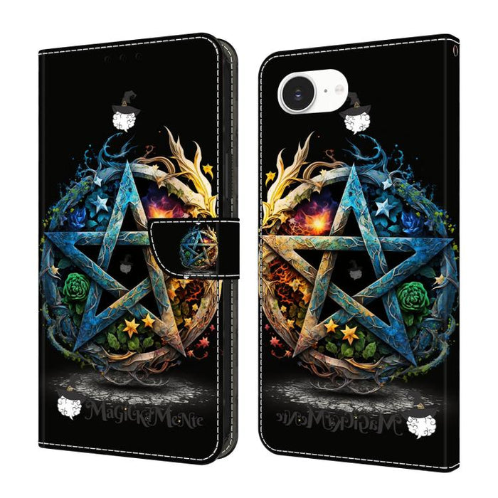 Funda para teléfono de cuero vegano pintado con efecto cristal, For iPhone 17e / 16e, For iPhone 17 Pro Max, For iPhone 17 Pro, For iPhone 17, For iPhone Air, For iPhone 16 Pro Max, For iPhone 16 Pro, For iPhone 16