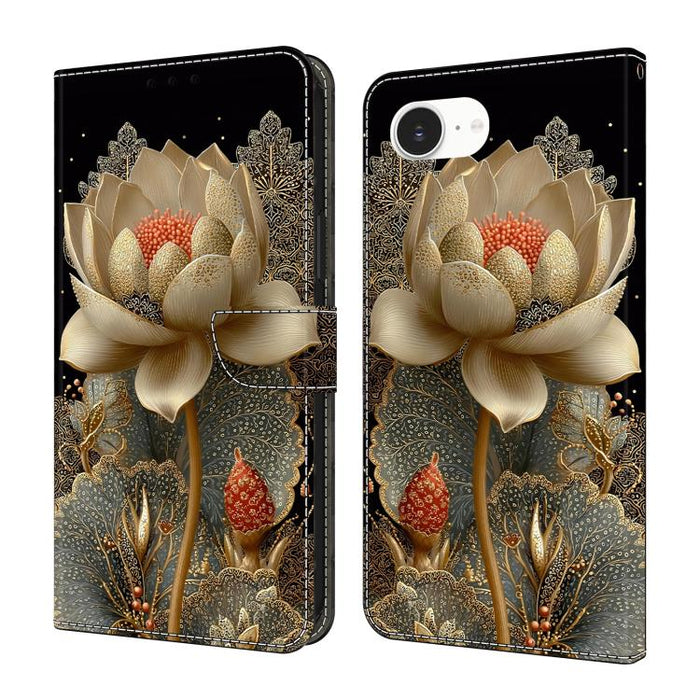 Funda para teléfono de cuero vegano pintado con efecto cristal, For iPhone 17e / 16e, For iPhone 17 Pro Max, For iPhone 17 Pro, For iPhone 17, For iPhone Air, For iPhone 16 Pro Max, For iPhone 16 Pro, For iPhone 16