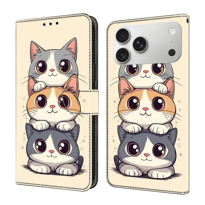 Funda para teléfono de cuero vegano pintado con efecto cristal, For iPhone 17e / 16e, For iPhone 17 Pro Max, For iPhone 17 Pro, For iPhone 17, For iPhone Air, For iPhone 16 Pro Max, For iPhone 16 Pro, For iPhone 16