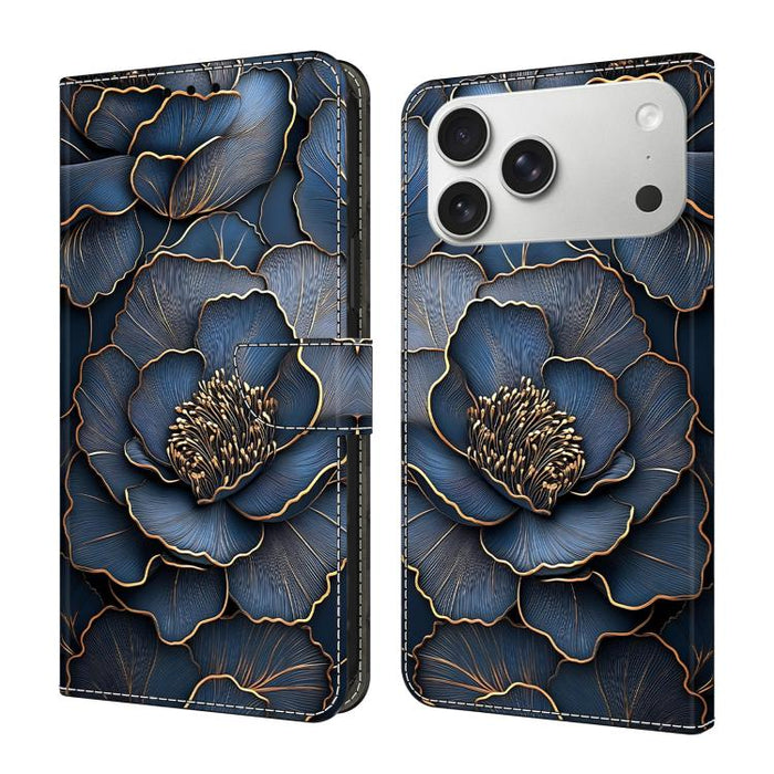 Funda para teléfono de cuero vegano pintado con efecto cristal, For iPhone 17e / 16e, For iPhone 17 Pro Max, For iPhone 17 Pro, For iPhone 17, For iPhone Air, For iPhone 16 Pro Max, For iPhone 16 Pro, For iPhone 16