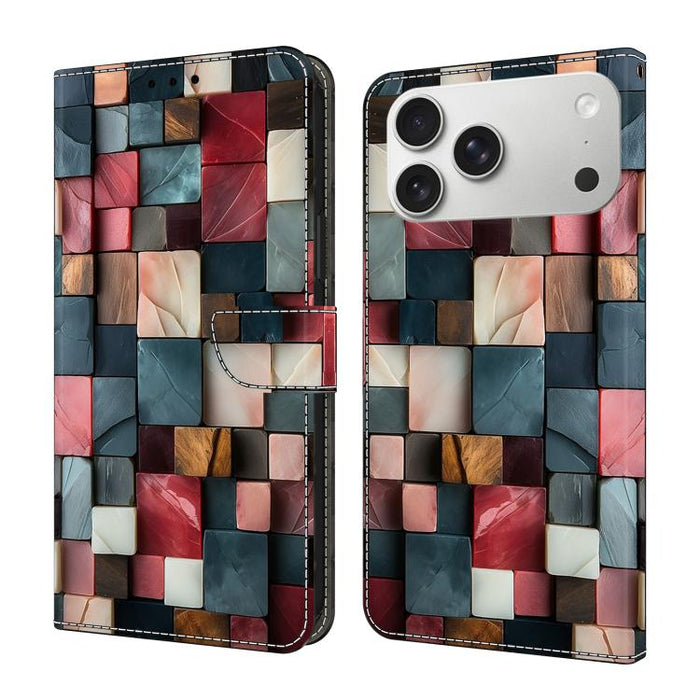 Funda para teléfono de cuero vegano pintado con efecto cristal, For iPhone 17e / 16e, For iPhone 17 Pro Max, For iPhone 17 Pro, For iPhone 17, For iPhone Air, For iPhone 16 Pro Max, For iPhone 16 Pro, For iPhone 16