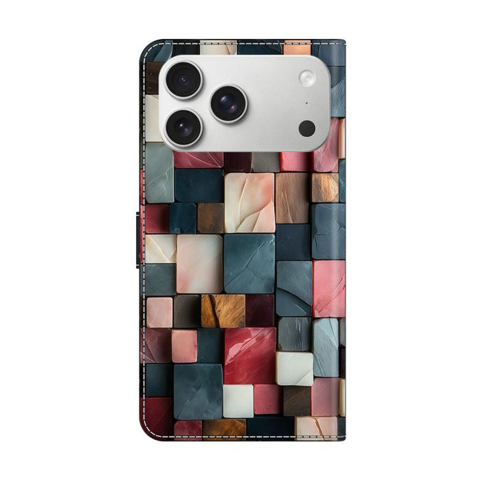 Funda para teléfono de cuero vegano pintado con efecto cristal, For iPhone 17e / 16e, For iPhone 17 Pro Max, For iPhone 17 Pro, For iPhone 17, For iPhone Air, For iPhone 16 Pro Max, For iPhone 16 Pro, For iPhone 16