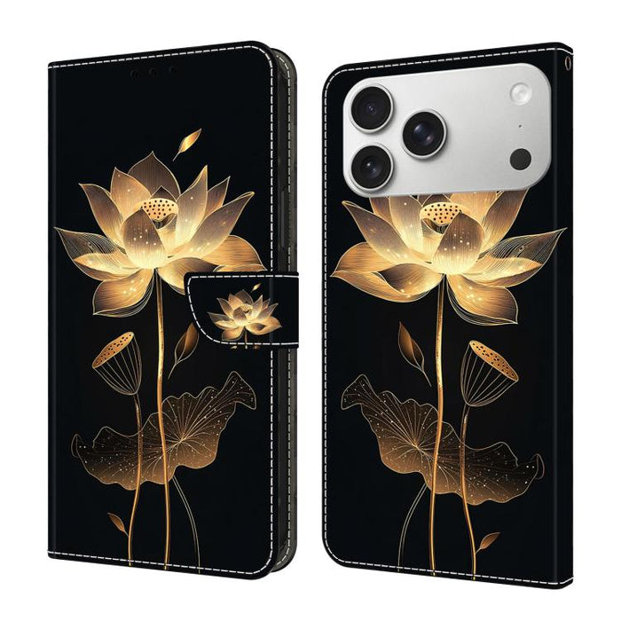 Funda para teléfono de cuero vegano pintado con efecto cristal, For iPhone 17e / 16e, For iPhone 17 Pro Max, For iPhone 17 Pro, For iPhone 17, For iPhone Air, For iPhone 16 Pro Max, For iPhone 16 Pro, For iPhone 16