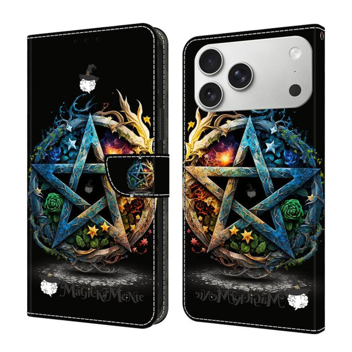 Funda para teléfono de cuero vegano pintado con efecto cristal, For iPhone 17e / 16e, For iPhone 17 Pro Max, For iPhone 17 Pro, For iPhone 17, For iPhone Air, For iPhone 16 Pro Max, For iPhone 16 Pro, For iPhone 16