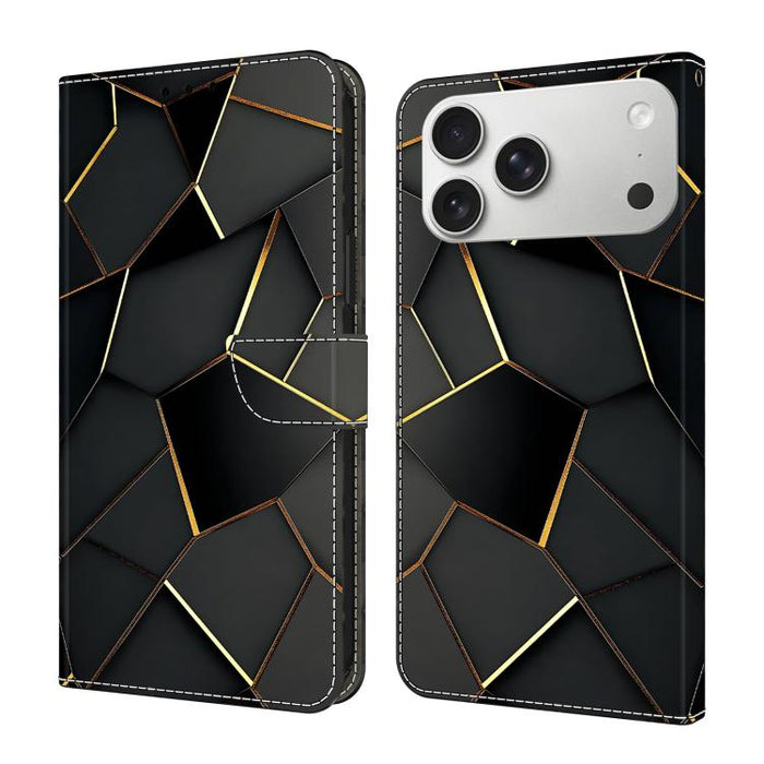 Funda para teléfono de cuero vegano pintado con efecto cristal, For iPhone 17e / 16e, For iPhone 17 Pro Max, For iPhone 17 Pro, For iPhone 17, For iPhone Air, For iPhone 16 Pro Max, For iPhone 16 Pro, For iPhone 16
