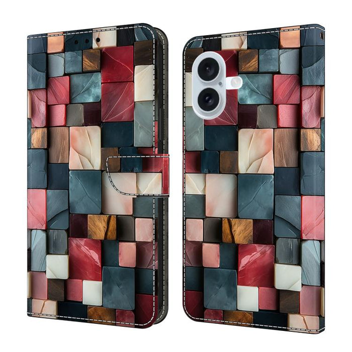 Funda para teléfono de cuero vegano pintado con efecto cristal, For iPhone 17e / 16e, For iPhone 17 Pro Max, For iPhone 17 Pro, For iPhone 17, For iPhone Air, For iPhone 16 Pro Max, For iPhone 16 Pro, For iPhone 16