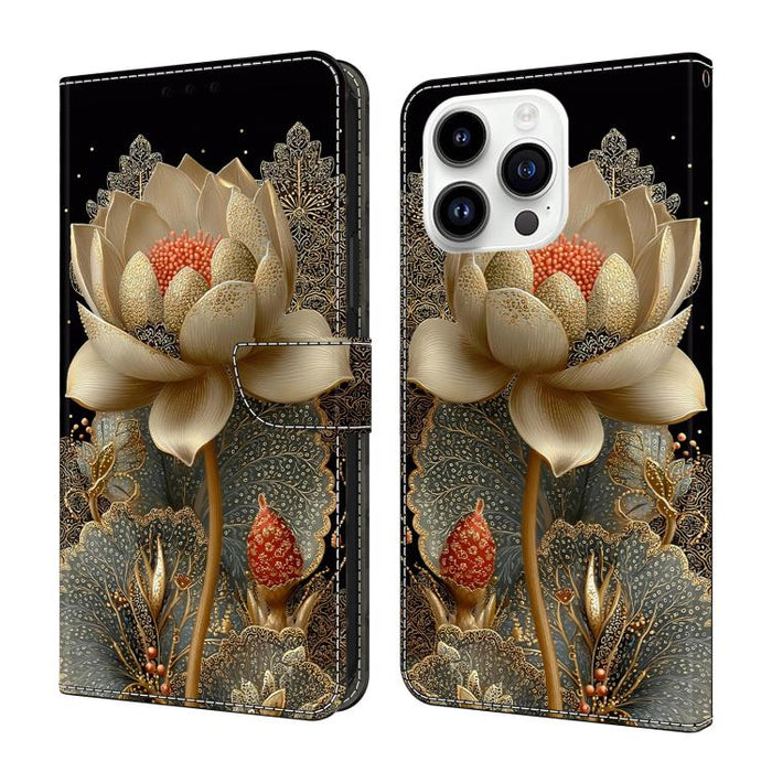 Funda para teléfono de cuero vegano pintado con efecto cristal, For iPhone 17e / 16e, For iPhone 17 Pro Max, For iPhone 17 Pro, For iPhone 17, For iPhone Air, For iPhone 16 Pro Max, For iPhone 16 Pro, For iPhone 16