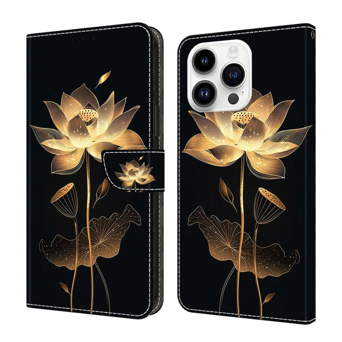 Funda para teléfono de cuero vegano pintado con efecto cristal, For iPhone 17e / 16e, For iPhone 17 Pro Max, For iPhone 17 Pro, For iPhone 17, For iPhone Air, For iPhone 16 Pro Max, For iPhone 16 Pro, For iPhone 16