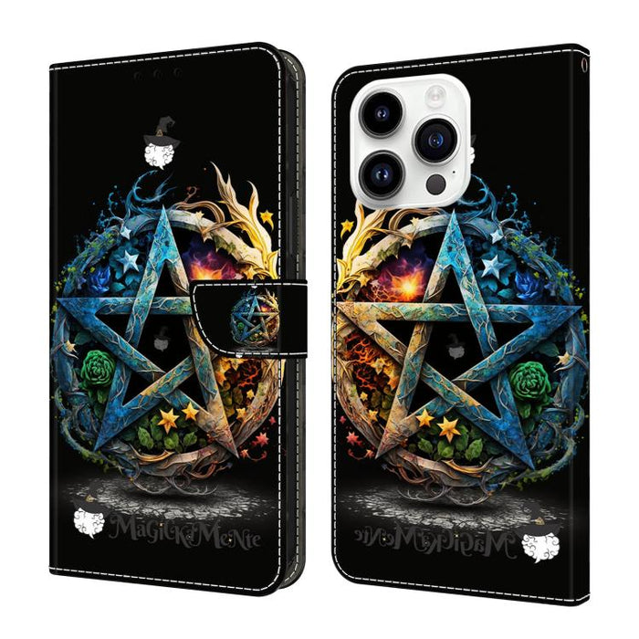 Funda para teléfono de cuero vegano pintado con efecto cristal, For iPhone 17e / 16e, For iPhone 17 Pro Max, For iPhone 17 Pro, For iPhone 17, For iPhone Air, For iPhone 16 Pro Max, For iPhone 16 Pro, For iPhone 16