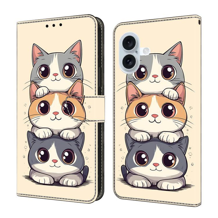 Funda para teléfono de cuero vegano pintado con efecto cristal, For iPhone 17e / 16e, For iPhone 17 Pro Max, For iPhone 17 Pro, For iPhone 17, For iPhone Air, For iPhone 16 Pro Max, For iPhone 16 Pro, For iPhone 16