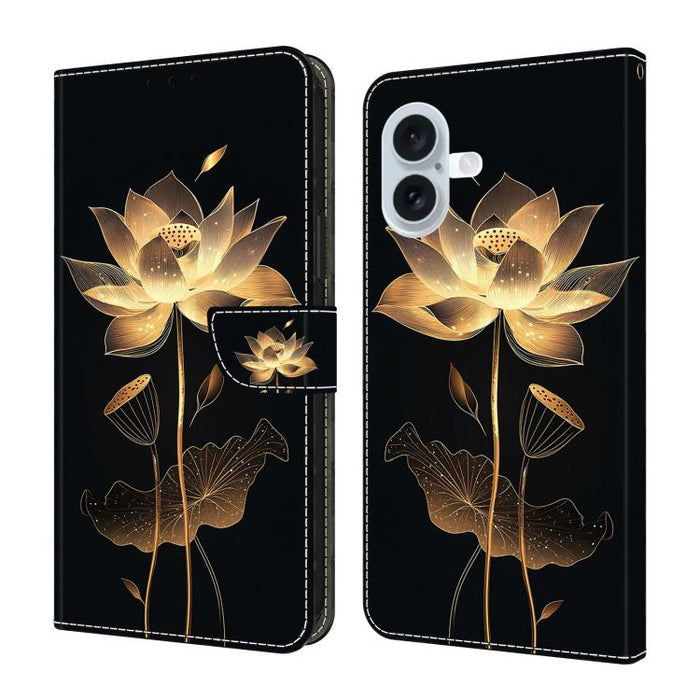 Funda para teléfono de cuero vegano pintado con efecto cristal, For iPhone 17e / 16e, For iPhone 17 Pro Max, For iPhone 17 Pro, For iPhone 17, For iPhone Air, For iPhone 16 Pro Max, For iPhone 16 Pro, For iPhone 16