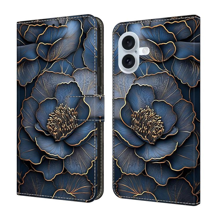 Funda para teléfono de cuero vegano pintado con efecto cristal, For iPhone 17e / 16e, For iPhone 17 Pro Max, For iPhone 17 Pro, For iPhone 17, For iPhone Air, For iPhone 16 Pro Max, For iPhone 16 Pro, For iPhone 16