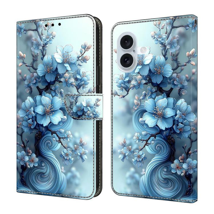 Funda para teléfono de cuero vegano pintado con efecto cristal, For iPhone 17e / 16e, For iPhone 17 Pro Max, For iPhone 17 Pro, For iPhone 17, For iPhone Air, For iPhone 16 Pro Max, For iPhone 16 Pro, For iPhone 16