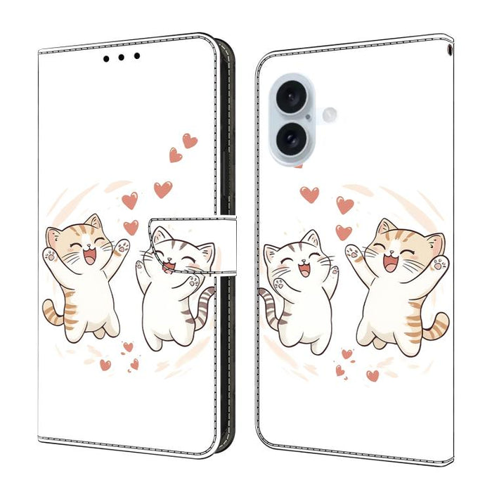 Funda para teléfono de cuero vegano pintado con efecto cristal, For iPhone 17e / 16e, For iPhone 17 Pro Max, For iPhone 17 Pro, For iPhone 17, For iPhone Air, For iPhone 16 Pro Max, For iPhone 16 Pro, For iPhone 16