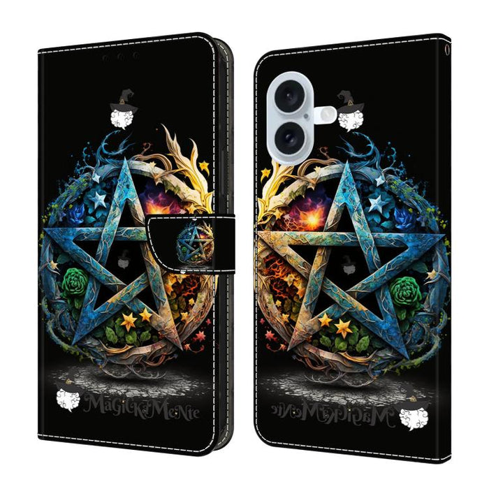 Funda para teléfono de cuero vegano pintado con efecto cristal, For iPhone 17e / 16e, For iPhone 17 Pro Max, For iPhone 17 Pro, For iPhone 17, For iPhone Air, For iPhone 16 Pro Max, For iPhone 16 Pro, For iPhone 16