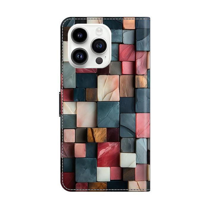 Funda para teléfono de cuero vegano pintado con efecto cristal, For iPhone 15 Pro Max, For iPhone 15 Pro, For iPhone 14 / 13, For iPhone 14 Pro, For iPhone 11