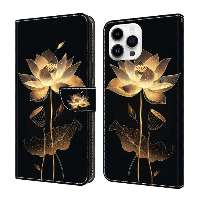 Funda para teléfono de cuero vegano pintado con efecto cristal, For iPhone 15 Pro Max, For iPhone 15 Pro, For iPhone 14 / 13, For iPhone 14 Pro, For iPhone 11