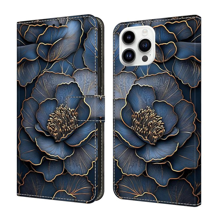 Funda para teléfono de cuero vegano pintado con efecto cristal, For iPhone 15 Pro Max, For iPhone 15 Pro, For iPhone 14 / 13, For iPhone 14 Pro, For iPhone 11