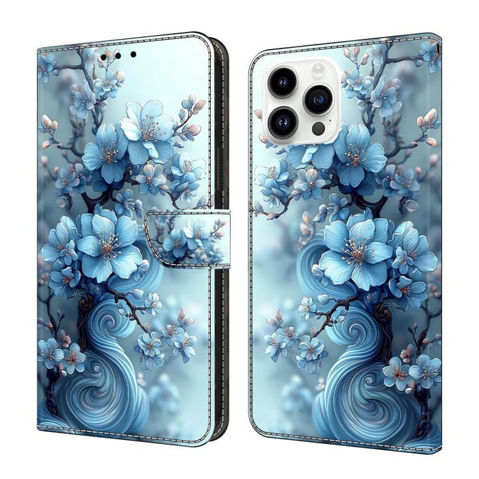 Funda para teléfono de cuero vegano pintado con efecto cristal, For iPhone 15 Pro Max, For iPhone 15 Pro, For iPhone 14 / 13, For iPhone 14 Pro, For iPhone 11