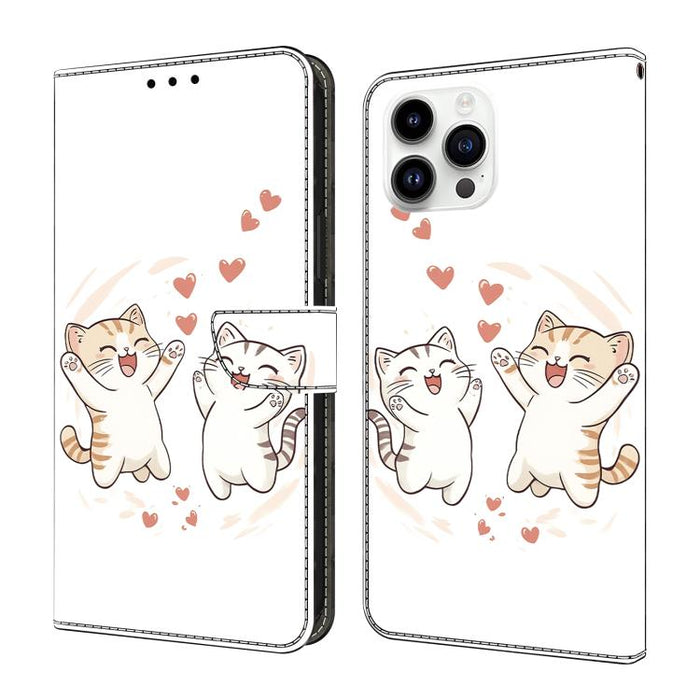 Funda para teléfono de cuero vegano pintado con efecto cristal, For iPhone 15 Pro Max, For iPhone 15 Pro, For iPhone 14 / 13, For iPhone 14 Pro, For iPhone 11
