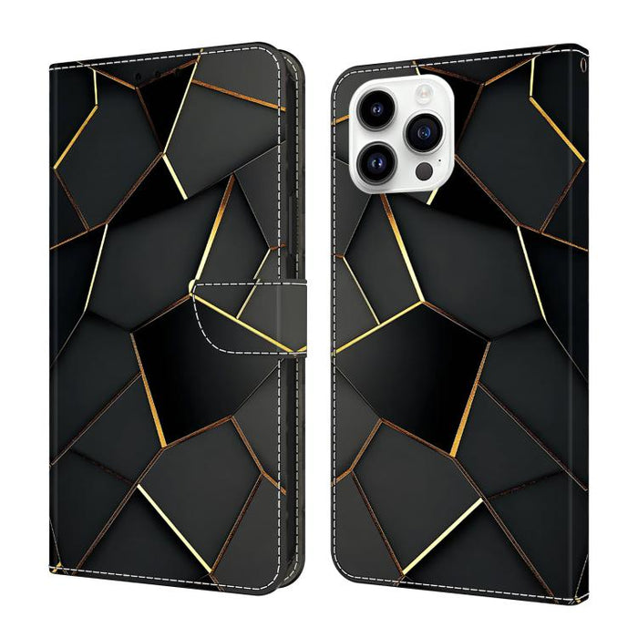 Funda para teléfono de cuero vegano pintado con efecto cristal, For iPhone 15 Pro Max, For iPhone 15 Pro, For iPhone 14 / 13, For iPhone 14 Pro, For iPhone 11