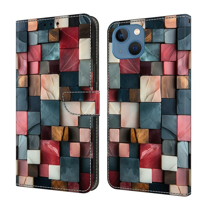 Funda para teléfono de cuero vegano pintado con efecto cristal, For iPhone 15 Pro Max, For iPhone 15 Pro, For iPhone 14 / 13, For iPhone 14 Pro, For iPhone 11