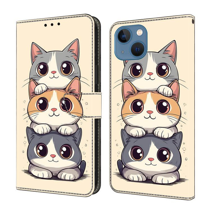 Funda para teléfono de cuero vegano pintado con efecto cristal, For iPhone 15 Pro Max, For iPhone 15 Pro, For iPhone 14 / 13, For iPhone 14 Pro, For iPhone 11
