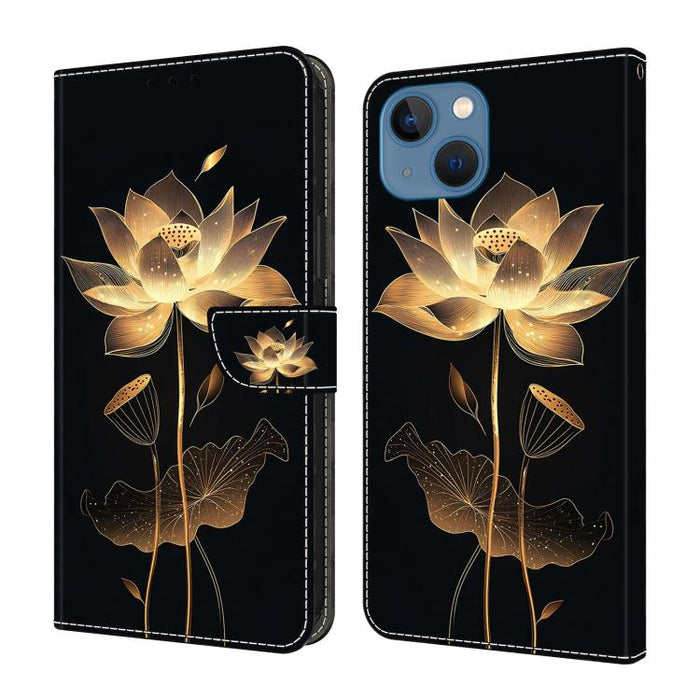 Funda para teléfono de cuero vegano pintado con efecto cristal, For iPhone 15 Pro Max, For iPhone 15 Pro, For iPhone 14 / 13, For iPhone 14 Pro, For iPhone 11
