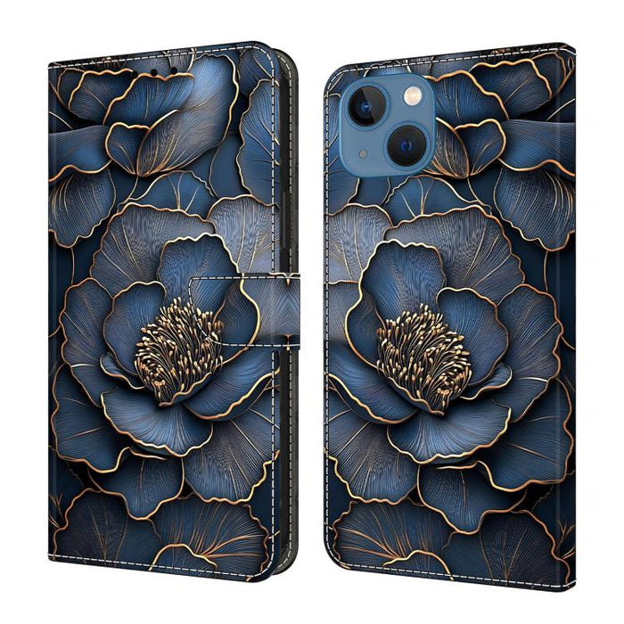 Funda para teléfono de cuero vegano pintado con efecto cristal, For iPhone 15 Pro Max, For iPhone 15 Pro, For iPhone 14 / 13, For iPhone 14 Pro, For iPhone 11
