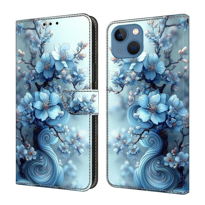 Funda para teléfono de cuero vegano pintado con efecto cristal, For iPhone 15 Pro Max, For iPhone 15 Pro, For iPhone 14 / 13, For iPhone 14 Pro, For iPhone 11