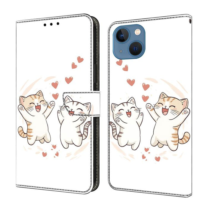 Funda para teléfono de cuero vegano pintado con efecto cristal, For iPhone 15 Pro Max, For iPhone 15 Pro, For iPhone 14 / 13, For iPhone 14 Pro, For iPhone 11